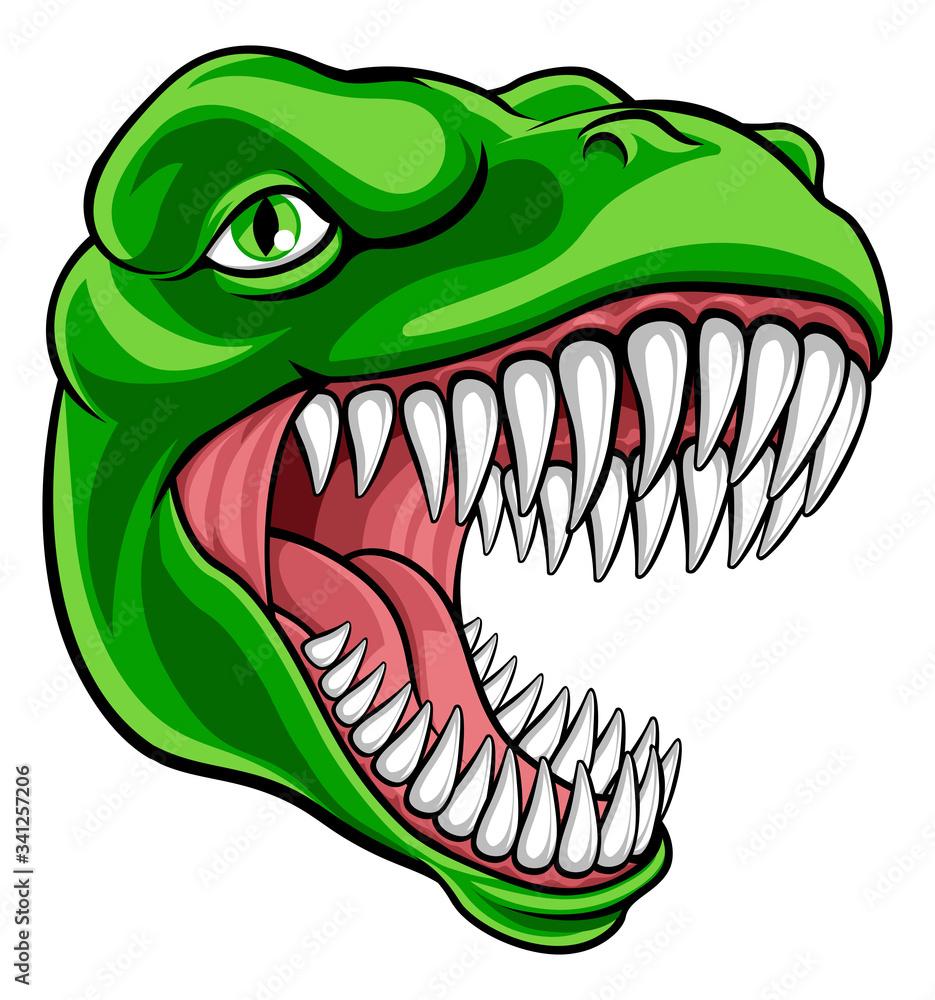 Obraz premium A dinosaur T Rex or raptor cartoon animal mascot