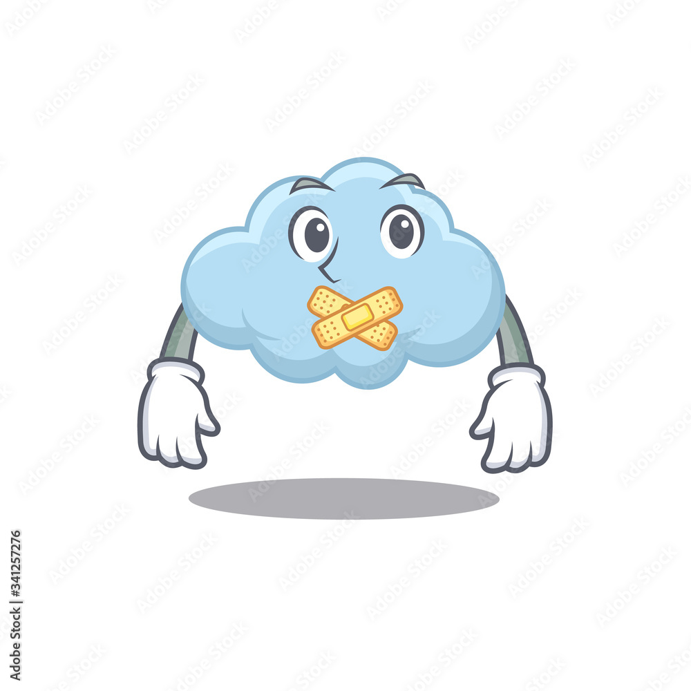 Obraz premium Blue cloud cartoon character style with mysterious silent gesture
