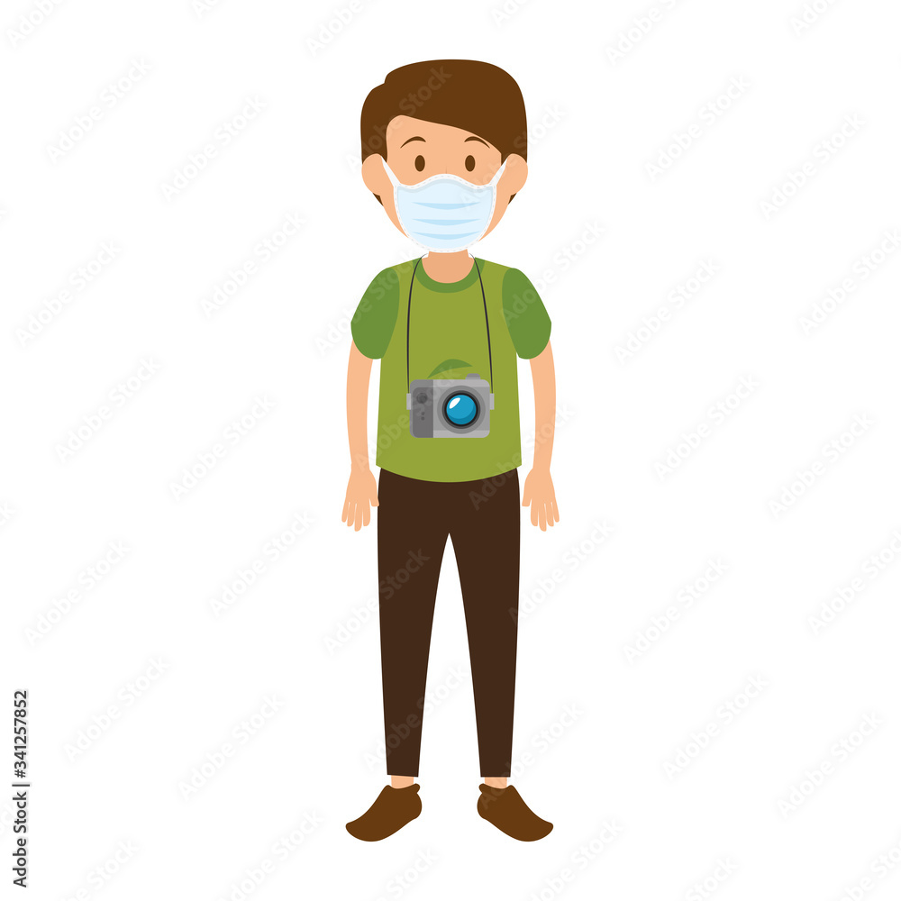 man using face mask with camera isolated icon vector illustration design man using face mask with camera isolated icon vector illustration design