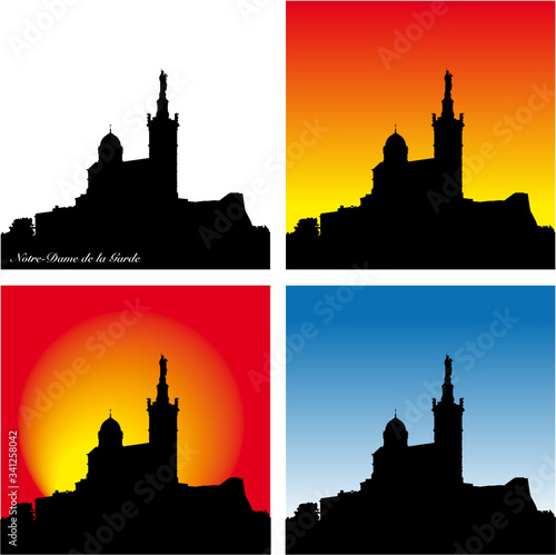 silhouette of Notre Dame de la Garde in Marseille, France