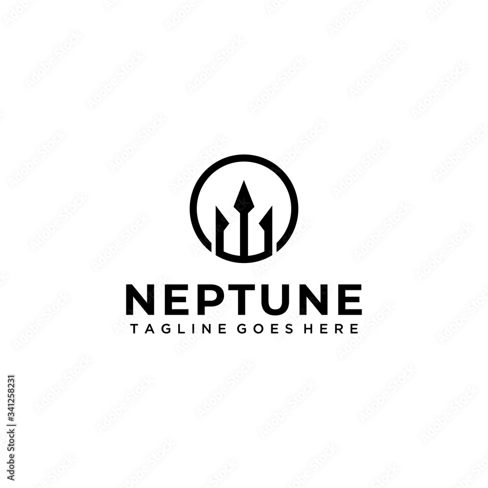Creative modern symbol neptune trident logo design template element  - obrazy, fototapety, plakaty 