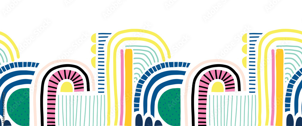 アート・デザイン・音楽 Border vol.2,3,4 Photography Poster Seamless abstract doodle shapes vector border