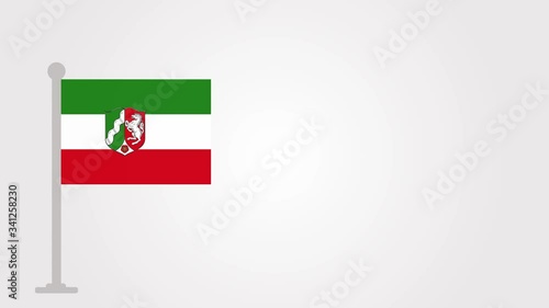 North Rhine-Westphalia short flag animation on tiny flagpole.