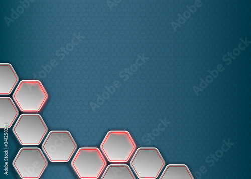 Modern technology background with metal plates. Honeycomb pattern