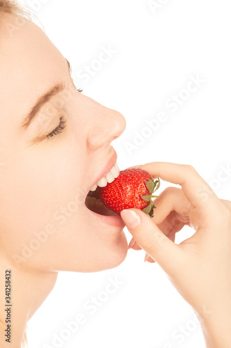 girl with strawberry