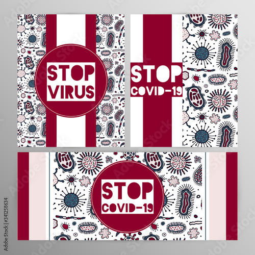 Coronovirus infection COVID-19 alert poster. 20th century pandemic,transmitted by airborne droplets.