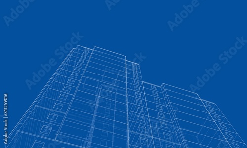 Vector wire-frame model of a multi-storey building