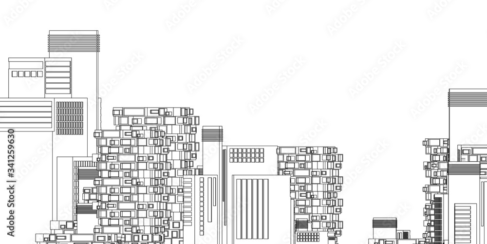 Geometric shapes in abstract stripes pattern Shows the movement of modern buildings. Vector illustration
