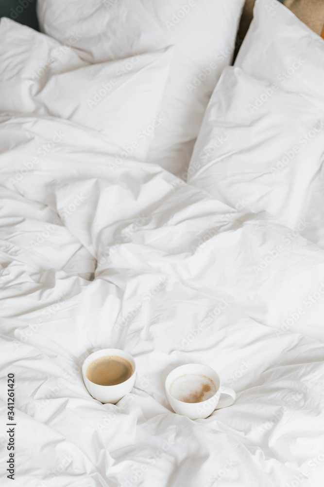 Morning coffee in bed during lockdown Morning coffee in bed during lockdown