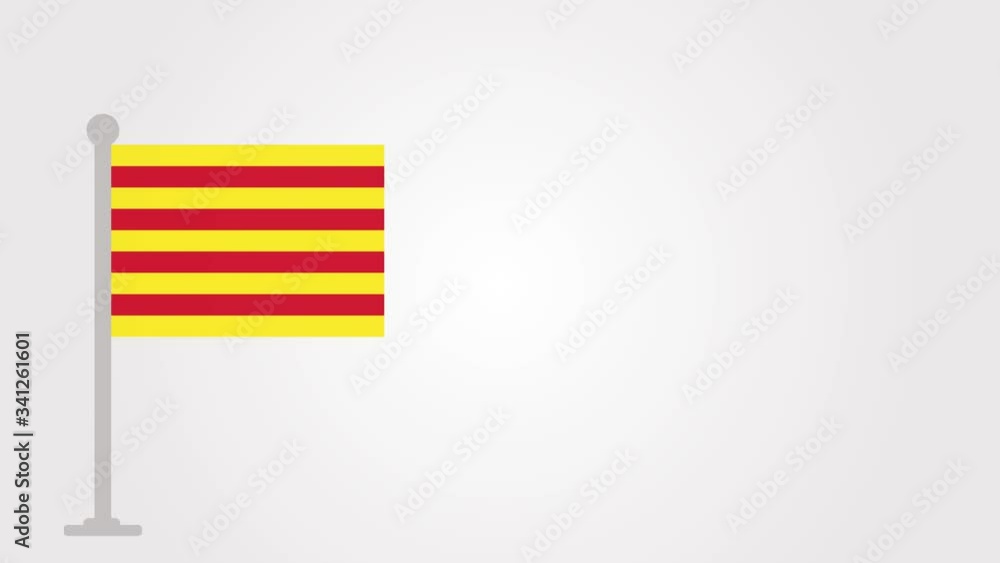 Catalonia short flag animation on tiny flagpole. Catalonia short flag animation on tiny flagpole.
