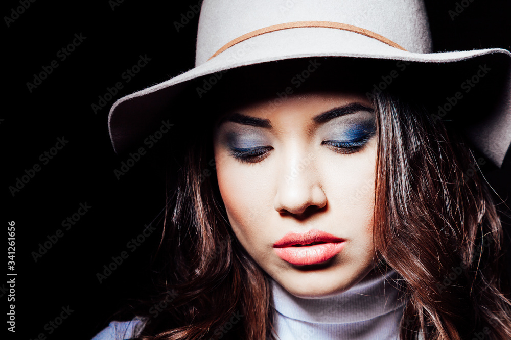 girl model posing in the Studio on a black background girl model posing in the Studio on a black background