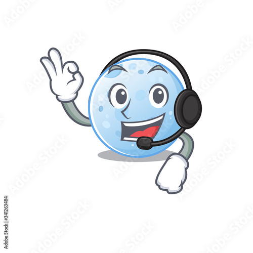 A gorgeous blue moon mascot character concept wearing headphone