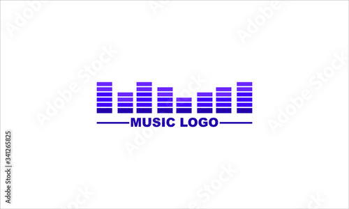 simple music logo with Equaliser, design template vector icon illustration eps 10