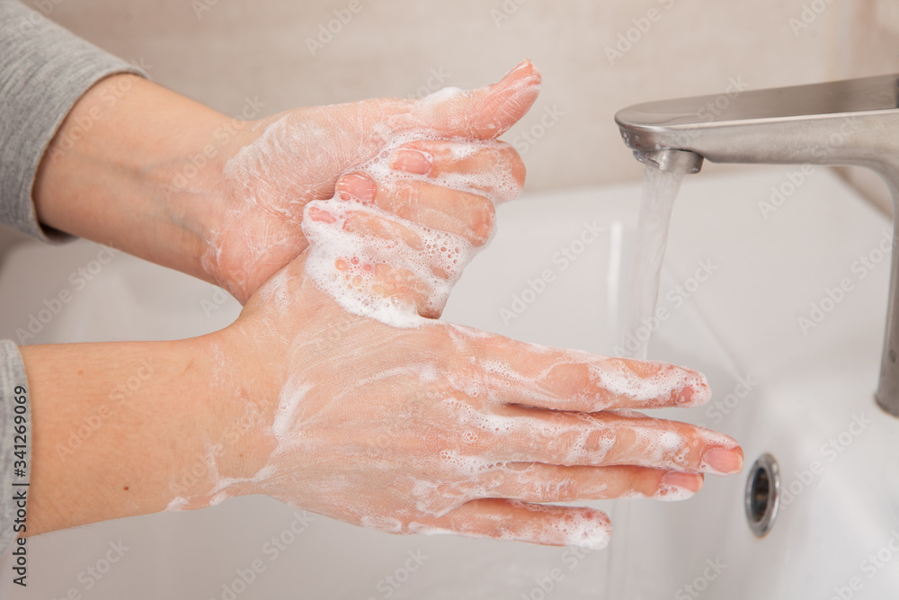 instructions for proper hand washing for disinfection and protection against bacteria and the virus.