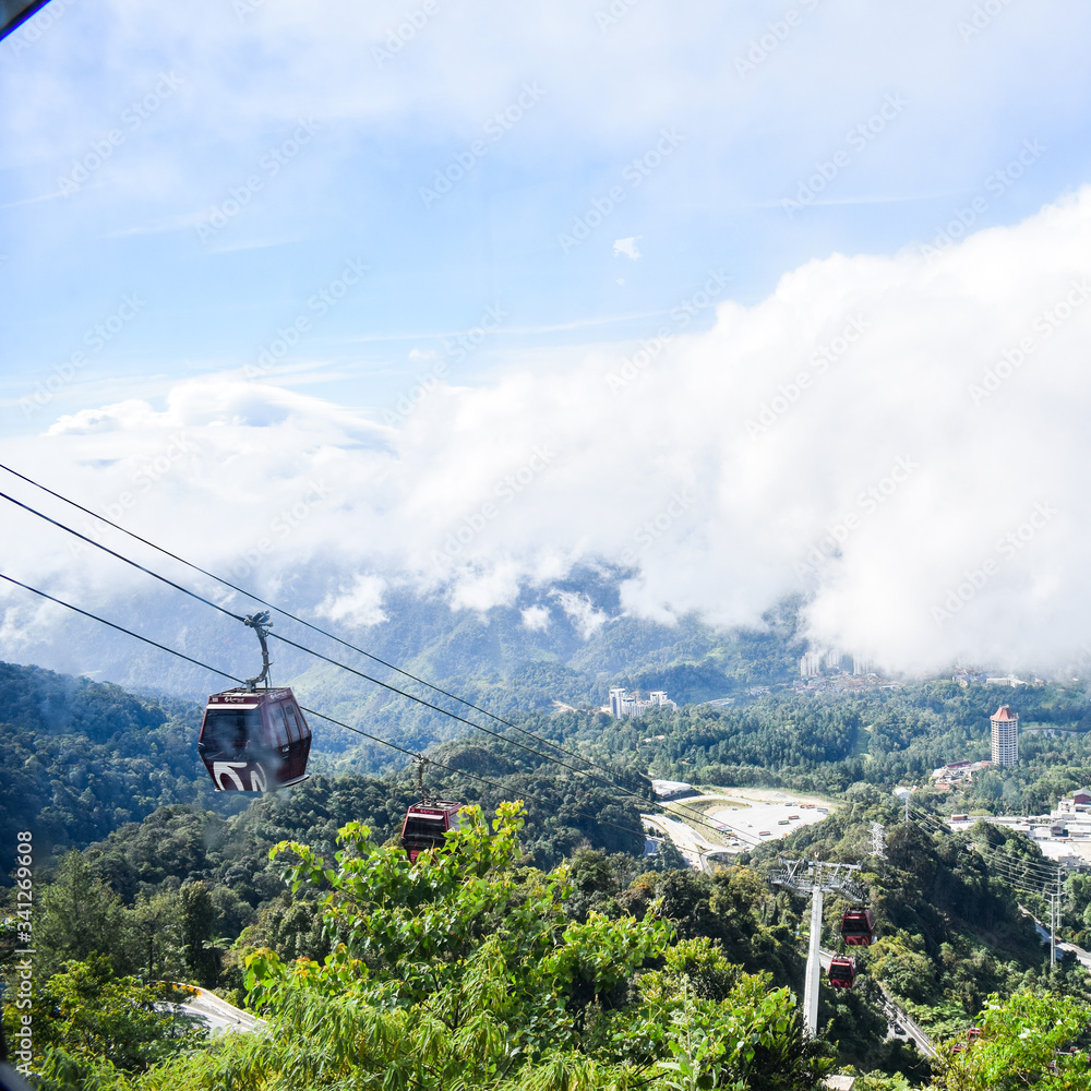 Sky view and Chin Swee caves temple on skyway cable car, Genting