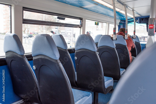 Seats in the city bus. 