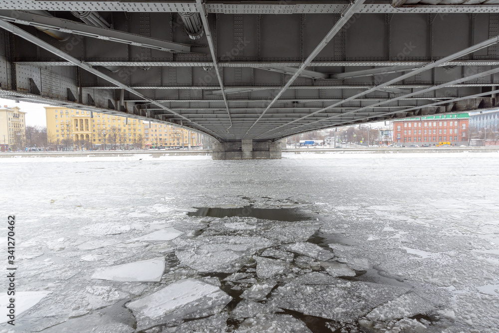 View of the Crimean bridge in Moscow, Russia.