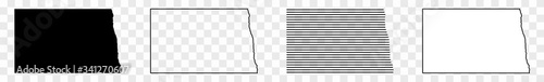 North Dakota Map Black | State Border | United States | US America | Transparent Isolated | Variations
