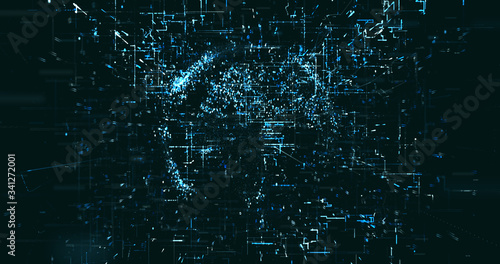 Abstract digital network data background, 3D rendering