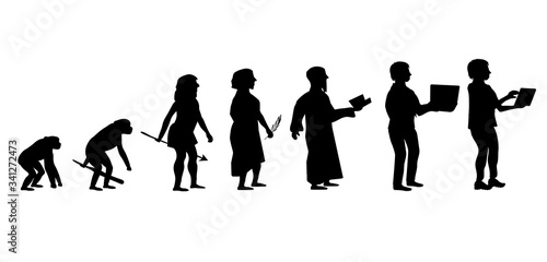 Theory of evolution of man silhouette.