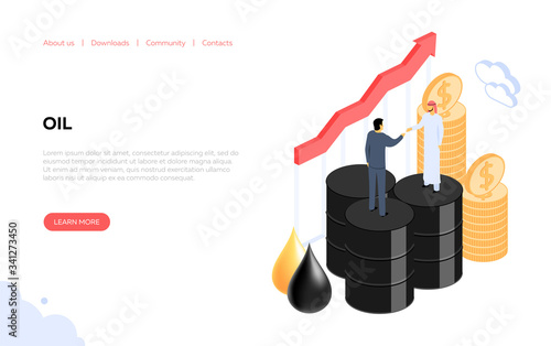 Oil banner with barrel color vector illustration