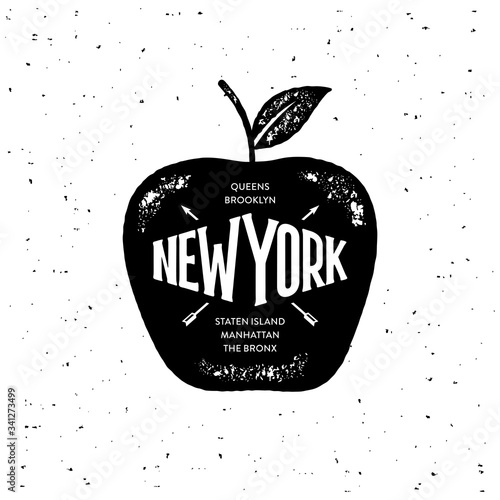 New York rhombus apple black vector illustration