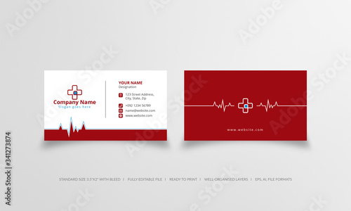 Maroon and blue modern business, healthcare, medical card template