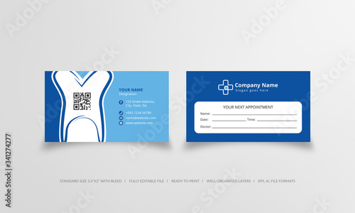 Modern dentist business card template double-sided