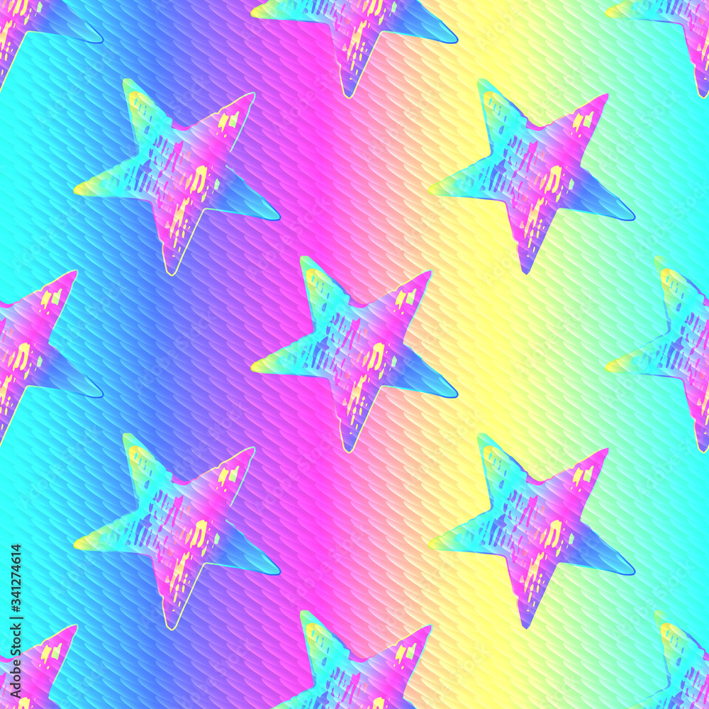 Slant holographic grunge stars pattern