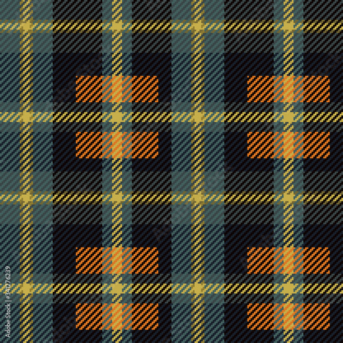 Red, green and yellow gingham cloth background with fabric texture. Seamless fabric texture. Seamless tartan tiles. Suits for covers, packaging and gift wrap. No gradient. No transparent. EPS10.