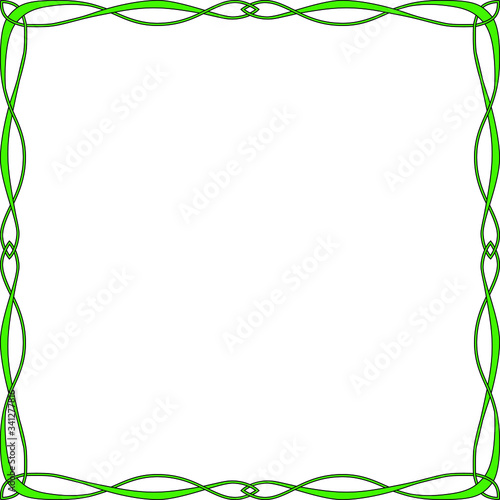 Celtic green square frame, weaving from branches.