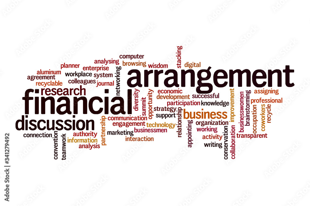 Financial arrengement word cloud concept Financial arrengement word cloud concept