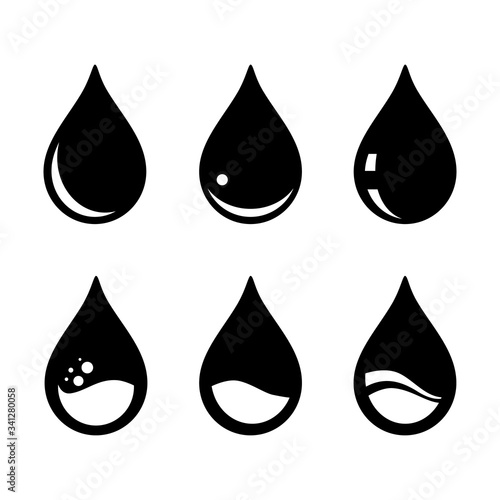 Abstract symbols of a drop oil or water. Vector black color.