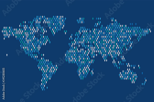 global population infographic. Map made from stick figure people