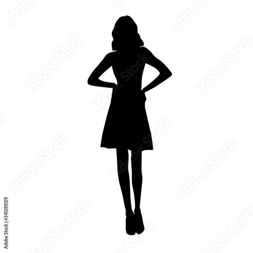 Vector black female silhouette of fashion woman