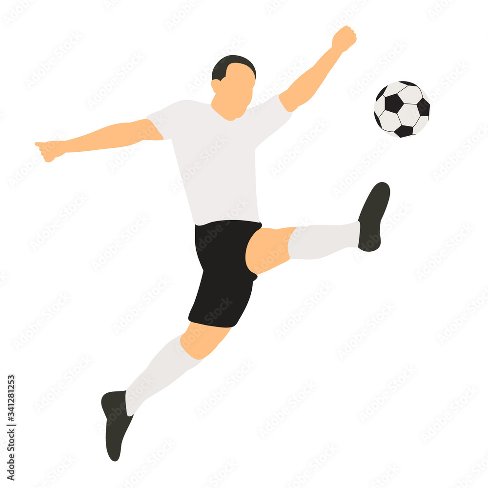 vector, on a white background, in a flat style soccer player with a ball, soccer, sport