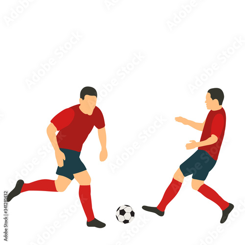  flat style soccer player with a ball, soccer