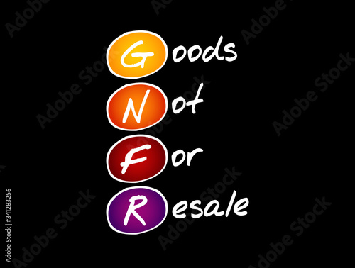 GNFR - Goods Not For Resale acronym, business concept background