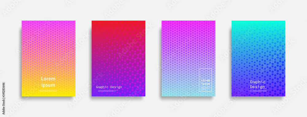 Minimal covers design. Halftone dots colorful design. Future geometric patterns. Eps10 vector.