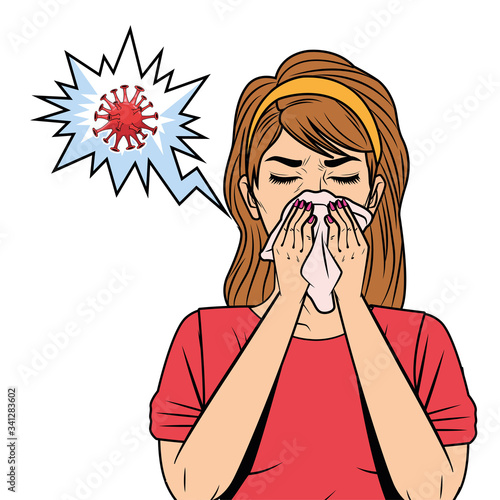 woman with runny nose for covid19 symptom