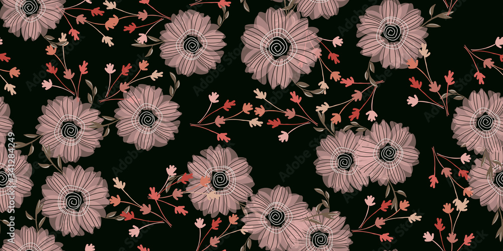 Simple cute lotus floral bouquet vector pattern with small and medium flowers and leaves. Simple cute lotus floral bouquet vector pattern with small and medium flowers and leaves.