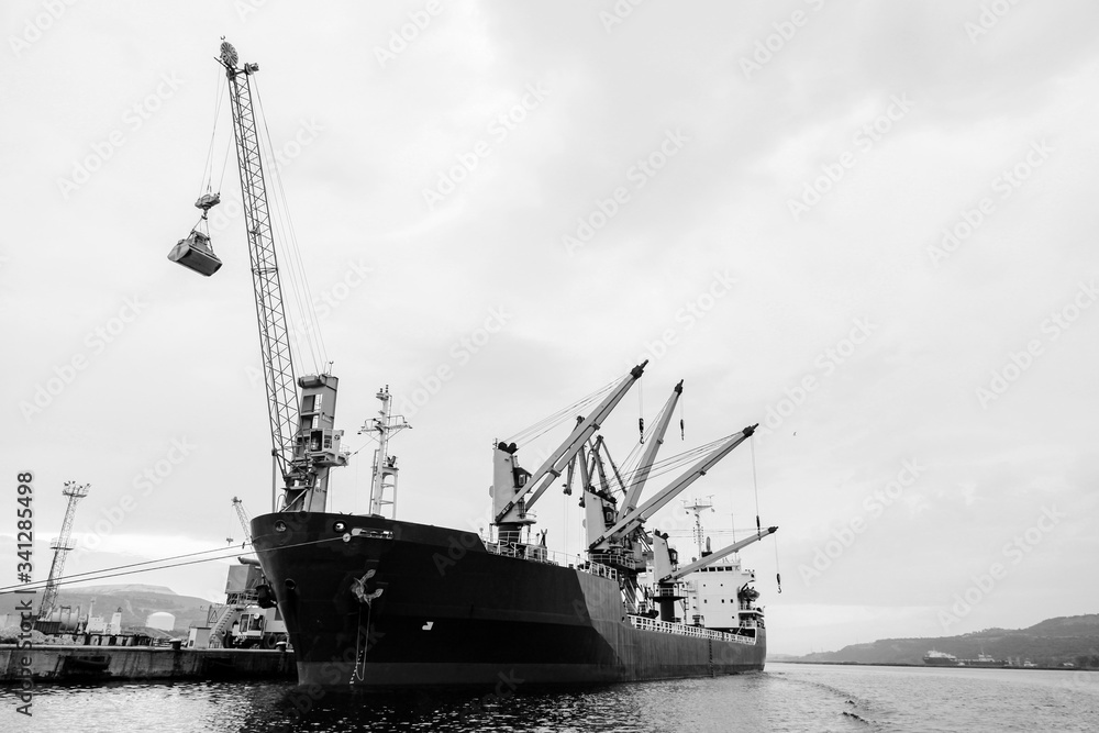 Fototapeta premium Loading of a bulk carrier in port of Varna, Bulgaria