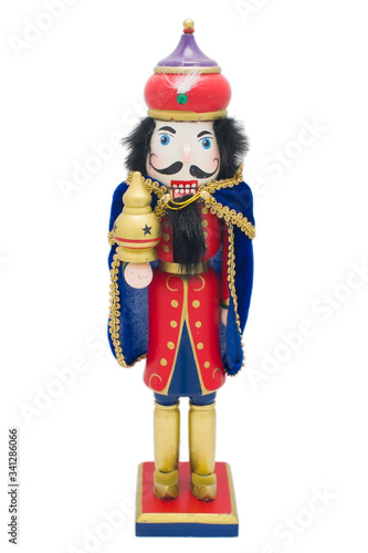 Classic hand painted Nutcracker Doll on white background