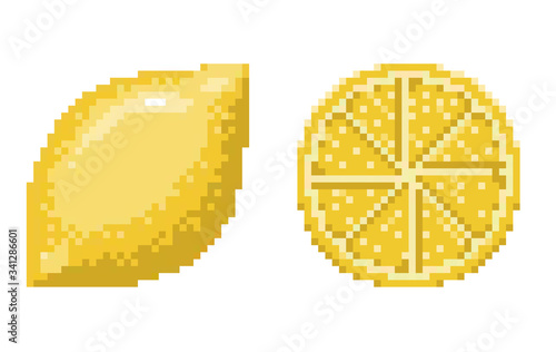Pixel Art Lemon Icon 32x32 Pixels Vector Illustration On A White Background Stock Vector Adobe Stock
