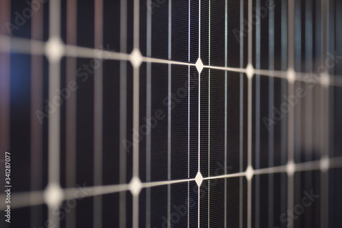cells solar panel in close up in selective focus