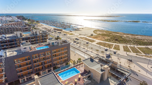 Aerial view of Olhao, Algarve, Portugal. Ria Formosa