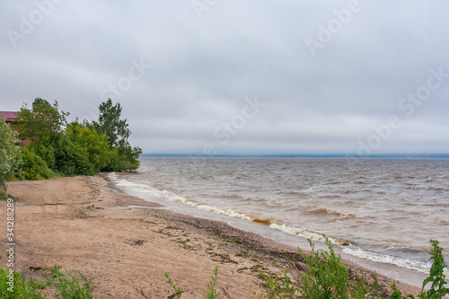 Storm offshore on the Gorky reservoir in the Nizhny Novgorod region