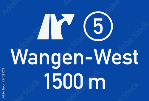 Autobahn 96, Ausfahrt  5, Wangen-West, Nachbildung, Ausfahrtsschild photo