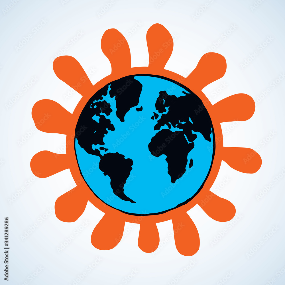 Planet Earth. Spread of coronavirus. Vector drawing