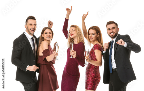 Happy people with glasses o...